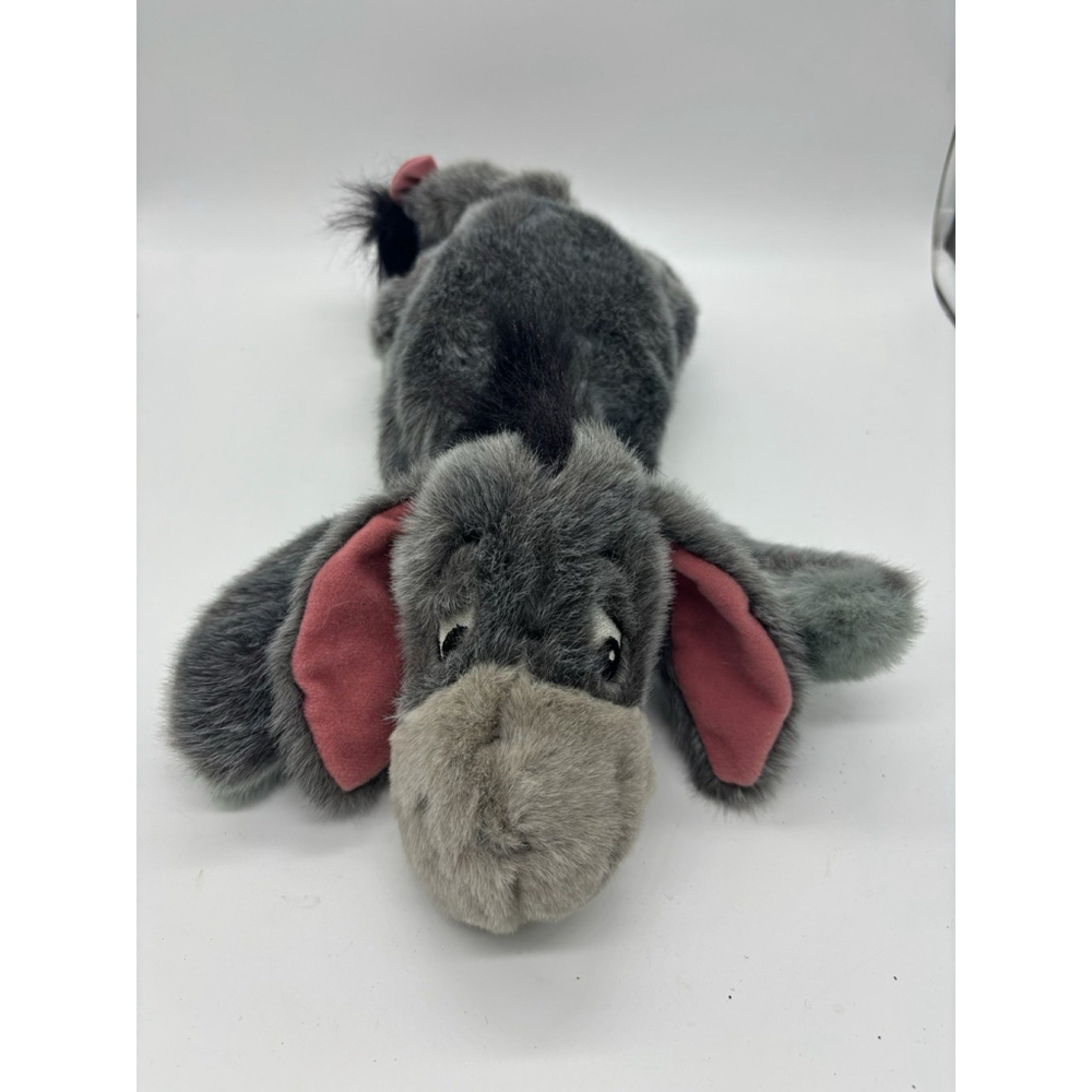 Disney 15" Eeyore Stuffed‎ Plush Laying Down Detachable Tail Pink Bow VGC